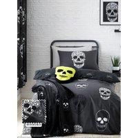 Catherine Lansfield 'Skulls' Halloween Duvet Cover Set in Grey | Size: Double