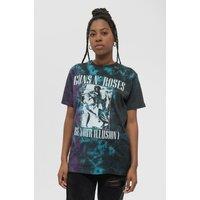 Guns N Roses Use Your Illusion Monochrome Dip Dye Wash T-Shirt in Blue | Size: XL