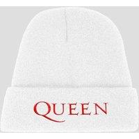 Queen Band Logo Beanie Hat in White