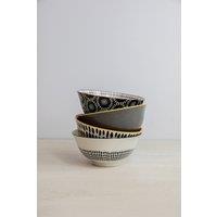KitchenCraft Set of 4 'Monochrome' Designs Cereal Bowl Set in Gift Box