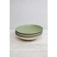 KitchenCraft Set of 4 Green & White Pasta Bowls in Gift Box, Lead-Free Glazed Stoneware