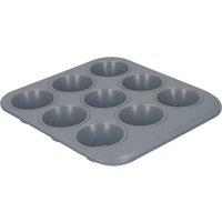 MasterClass Smart Ceramic Non-Stick 9 Hole Muffin Tray, Carbon Steel, 24 x 22cm in Grey | Size: 24 x 22 cm