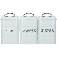 Living Nostalgia Vintage Blue Tea, Coffee & Sugar Canisters in Gift Box, Steel