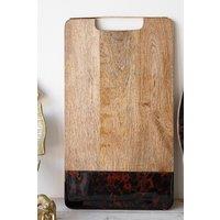 Artesa Wooden Rectangular Serving Platter with Tortoiseshell Resin Edge, Christmas Party Tableware & Serveware in Brown