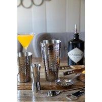 BarCraft 8pc Boston Cocktail Shaker Set, Hammered Finish Stainless Steel in Silver