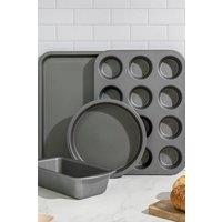 KitchenCraft Non-Stick Carbon Steel 4-Piece Bakeware Set in Dark Grey