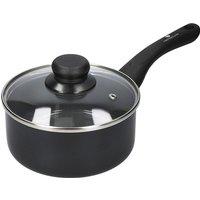 MasterClass Can-to-Pan 16cm Ceramic Non-Stick Saucepan with Lid, Aluminium in Black