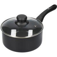 MasterClass Can-to-Pan 18cm Ceramic Non-Stick Saucepan with Lid, Aluminium in Black