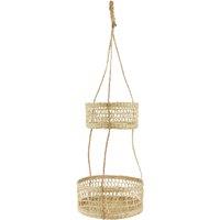 Natural Elements Natural Seagrass 2-Tier Hanging Planter, Woven Indoor Hanging Basket in Beige