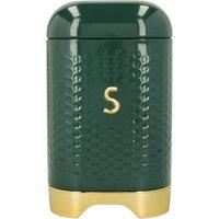 Lovello Sugar Container with Textured Finish & Retro Curves in Green Vintage