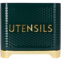 Lovello Utensil Holder Carbon Steel Dark Green Textured Honeycomb Design