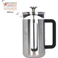 La Cafetiere Pisa 8 Cup Cafetiere, Glass & Stainless Steel 1L French Press in Metallic Silver