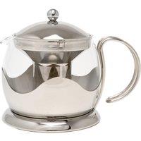 La Cafetiere Teapot Glass Loose Leaf Teapot with Infuser in Metallic Silver