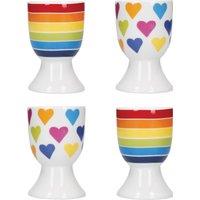 KitchenCraft 4-Piece Novelty Ceramic Egg Cup Set in White
