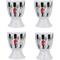 KitchenCraft 4-Piece Novelty Ceramic Egg Cup Set in White