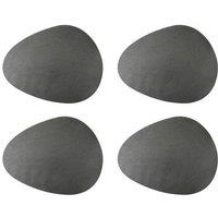 Mikasa Pebble-Shaped Faux-Leather Placemats, Set of 4, Grey, 38 x 30cm in Grey | Size: 38 x 30 cm