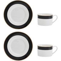 Mikasa Luxe Deco China Tea Cups & Saucers, Set of 2, 200ml in White
