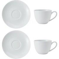 Mikasa Chalk Porcelain Cappuccino Cups & Saucers, Set of 2, 310ml, White
