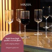 Mikasa Sorrento Ridged Crystal Red Wine Glasses Gift Boxed Set of 4, 450ml in Clear