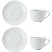 Mikasa Set of 2 Porcelain Teacups & Saucers, White 220ml Cup & Saucer Set