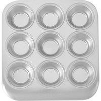MasterClass Aluminium 9-Hole Muffin Tin, 24x22cm in Silver | Size: 24x22 cm