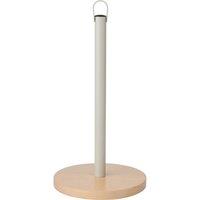 KitchenCraft Idilica Stainless Steel Kitchen Roll Holder with Beechwood Base in Brown