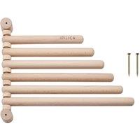 KitchenCraft Idilica Beechwood 6-Rail Wall Rack in Brown