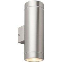 Loops Up & Down Twin Outdoor IP44 Wall Light - 2 x 7W GU10 LED - Brushed Steel in Metallics