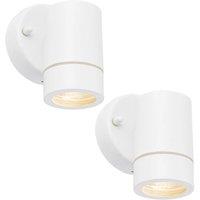 Loops 2 PACK Dimmable Outdoor IP44 Downlight - 7W GU10 LED - Gloss White & Glass