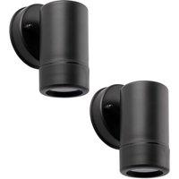 Loops 2 PACK Outdoor IP44 Spot Downlight - Dimmable 7W GU10 LED - Black Wall Light