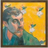 Artery8 Wall Art Print Paul Gauguin Self Portrait Les Miserables Cropped Square Framed Picture 16X16 Inch in Brown | Size: W16 x H16