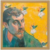 Artery8 Wall Art Print Paul Gauguin Self Portrait Les Miserables Cropped Square Framed Picture 16X16 Inch in Light Oak | Size: W16 x H16