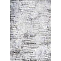 Kukoon Grey Gold Distressed Abstract Geometric Motif Rug in Metallic Gold | Size: 60 cm x 110 cm