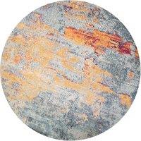 Kukoon Multicolour Distressed Abstract Soft Pile Kitchen Living Room Area Rug | Size: 120 cm diameter