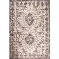 Kukoon Grey Cream Geometric Loop & Tufted Shaggy Rug in Mid Grey | Size: 80 cm x 150 cm