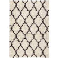 Kukoon Cream Grey Trellis Scandi Super Soft Shaggy Rug | Size: 60 cm x 230 cm