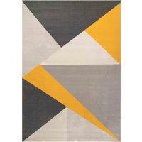 Kukoon Yellow Ochre Grey Geometric Living Area Rug | Size: 80 cm x 150 cm
