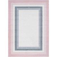 Kukoon Blush Pink Grey Bordered Living Area Rug in Light Pink | Size: 60 cm x 240 cm