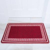 Kukoon Red White Geometric Bordered Non Slip Washable Utility Mat | Size: 120 cm x 160 cm