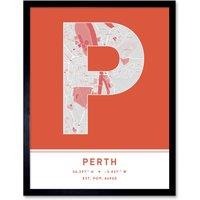 Wee Blue Coo Wall Art Print Perth Scotland UK City Map Modern Typography Stylish Letter Framed Word in Orange | Size: W12 x H16