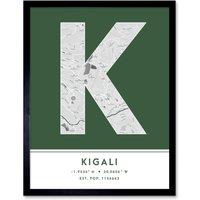 Wee Blue Coo Wall Art Print Kigali Rwanda City Map Modern Typography Stylish Letter Framed Word in Green | Size: W12 x H16