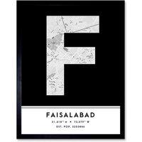 Wee Blue Coo Wall Art Print Faisalabad Pakistan City Map Modern Typography Stylish Letter Framed Word in Black | Size: W12 x H16