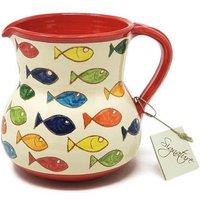 Verano Spanish Ceramics Signature Coloured Fish Hand Painted Ceramic Kitchen Dining Large Pourer Jug 1.5L