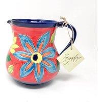 Verano Spanish Ceramics Signature Flowers Hand Painted Ceramic Kitchen Dining Small Pourer Jug 0.5L (H) 12cm