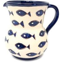Verano Spanish Ceramics Signature Blue & White Fish Hand Painted Ceramic Kitchen Dining Small Pourer Jug 0.5L