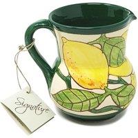 Verano Spanish Ceramics Signature Lemons Hand Painted Ceramic Kitchen Dining Small Pourer Jug 0.5L (H) 12cm