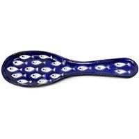 Verano Spanish Ceramics Signature Blue & White Fish Hand Painted Ceramic Utensil Spoon Rest (L) 28cm