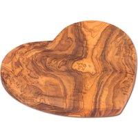 Verano Spanish Ceramics Olive Wood Natural Grained Rustic Handmade Heart Shaped Boards L 21cm