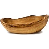 Verano Spanish Ceramics Olive Wood Natural Grained Rustic Handmade Oval Bowl Small (L) 23cm