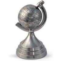 Homescapes Decorative Aluminium World Globe Ornament in Silver